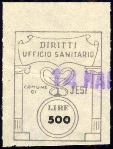 Marca da Bollo del Comune di JESI su Carta Bianca di dimensioni mm