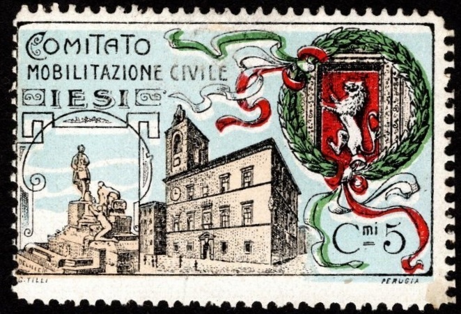 Marca da Bollo del Comune di JESI su Carta Bianca di dimensioni 51 x 22 mm