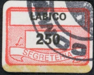 Marca da Bollo del Comune di LABICO su Carta Bianca di dimensioni 19 x 13 mm