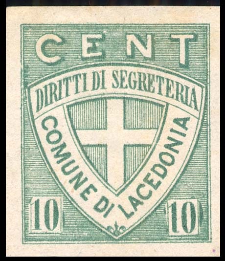 Marca da Bollo del Comune di LACEDONIA su Carta Bianca di dimensioni 27 x 31 mm