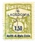Marca da Bollo del Comune di LACEDONIA su Carta Bianca Sottile di dimensioni 22 x 29 mm