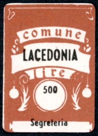 Marca da Bollo del Comune di LACEDONIA su Carta Bianca di dimensioni 21 x 29 mm