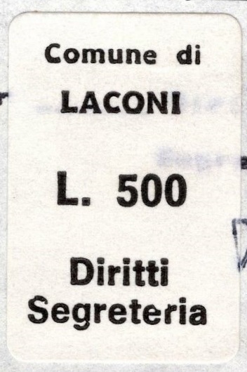 Marca da Bollo del Comune di LACONI su Carta Bianca di dimensioni 15 x 24 mm