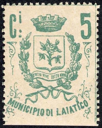 Marca da Bollo del Comune di LAJATICO su Carta Bianca di dimensioni 26 x 34 mm