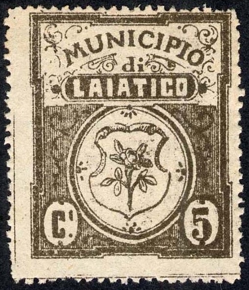 Marca da Bollo del Comune di LAJATICO su Carta Bianca di dimensioni 29 x 35 mm