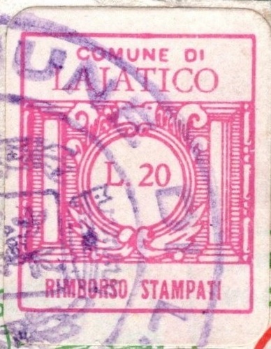 Marca da Bollo del Comune di LAJATICO su Carta Bianca di dimensioni 20 x 24 mm