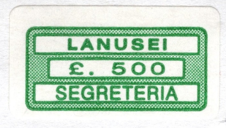 Marca da Bollo del Comune di LANUSEI su Carta Bianca di dimensioni 23 x 13 mm