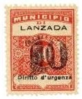 Marca da Bollo del Comune di LANZADA su Carta Bianca Sottile di dimensioni 22,5 x 29 mm