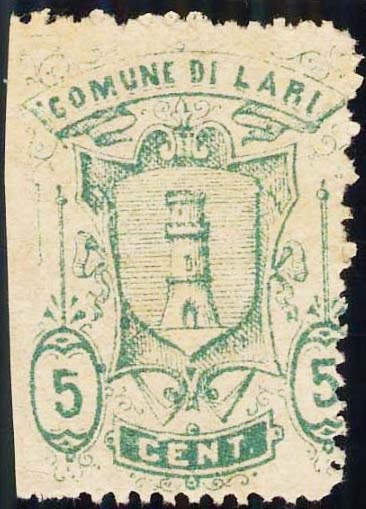 Marca da Bollo del Comune di LARI su Carta Bianca di dimensioni 24 x 32 mm