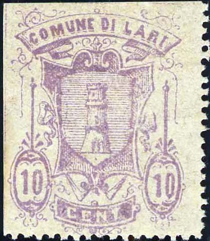 Marca da Bollo del Comune di LARI su Carta Bianca di dimensioni 24 x 32 mm