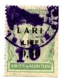 Marca da Bollo del Comune di LARI su Carta Bianca di dimensioni 24 x 32,5 mm
