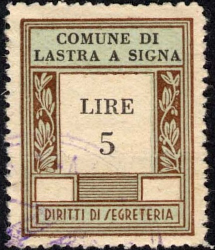 Marca da Bollo del Comune di LASTRA A SIGNA su Carta Bianca di dimensioni 23 X 30 mm
