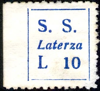 Marca da Bollo del Comune di LATERZA su Carta Bianca di dimensioni 15 x 17 mm