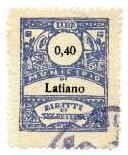 Marca da Bollo del Comune di LATIANO su Carta Bianca Sottile di dimensioni 21,5 x 25,8 mm