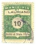 Marca da Bollo del Comune di LAURIANO PO su Carta Bianca di dimensioni 22 x 29 mm
