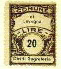 Marca da Bollo del Comune di LAVAGNA su Carta Bianca di dimensioni 22,5 x 29,5 mm