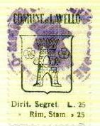 Marca da Bollo del Comune di LAVELLO su Carta Bianca di dimensioni 20 x 30 mm