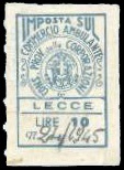 Marca da Bollo del Comune di LECCE su Carta Bianca di dimensioni 20 x 30 mm