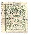 Marca da Bollo del Comune di LECCE su Carta Bianca di dimensioni 17,5 x 22,5 mm