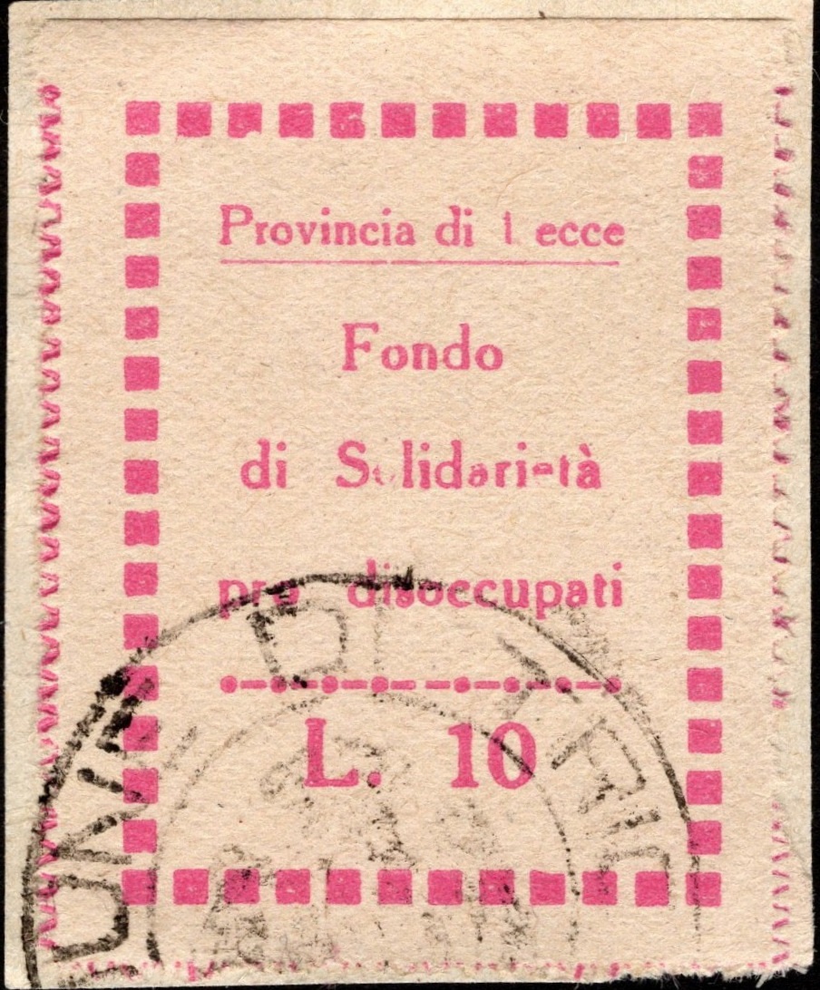 Marca da Bollo del Comune di LECCE su Carta Bianca di dimensioni 25 x 35 mm