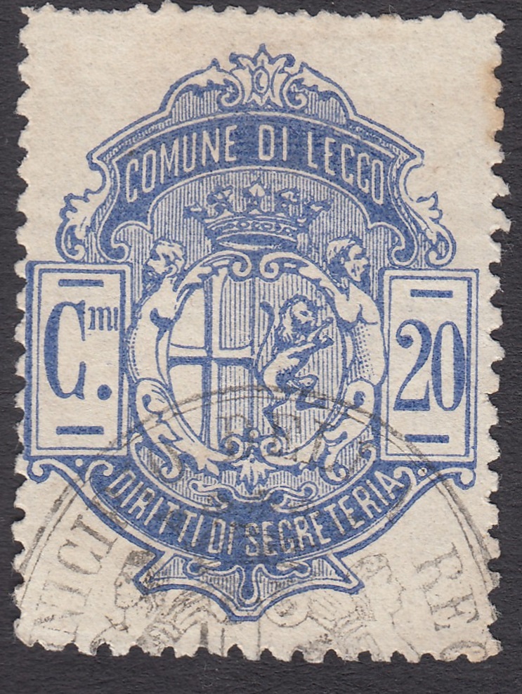 Marca da Bollo del Comune di LECCO su Carta Bianca di dimensioni 26,5 x 34 mm