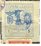 Marca da Bollo del Comune di LECCO su Carta Bianca Sottile di dimensioni 26 x 28 mm