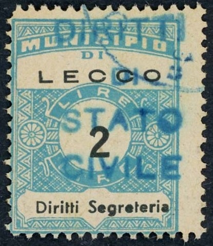 Marca da Bollo del Comune di LECCO su Carta Bianca di dimensioni 21,5 x 29 mm