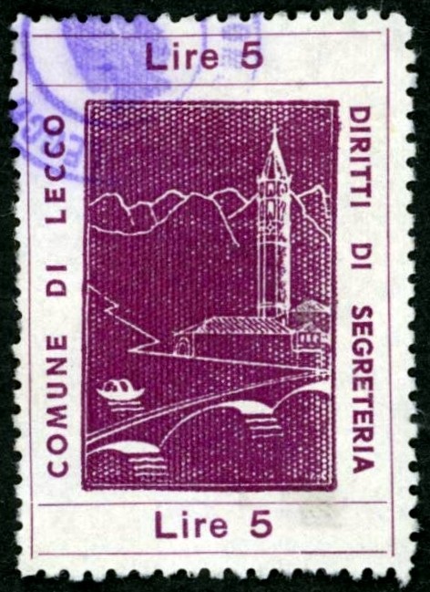 Marca da Bollo del Comune di LECCO su Carta Bianca di dimensioni 28 x 40 mm