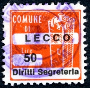 Marca da Bollo del Comune di LECCO su Carta Bianca di dimensioni 20 x 20 mm