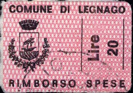 Marca da Bollo del Comune di LEGNAGO su Carta Bianca di dimensioni 27 x 19 mm