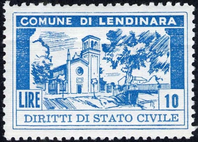Marca da Bollo del Comune di LENDINARA su Carta Bianca di dimensioni 41 x 27 mm