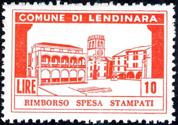 Marca da Bollo del Comune di LENDINARA su Carta Bianca di dimensioni 41 x 27 mm