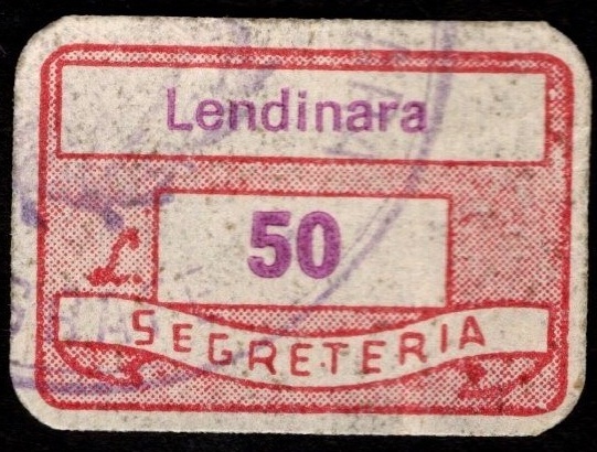 Marca da Bollo del Comune di LENDINARA su Carta Bianca di dimensioni 19 x 13 mm