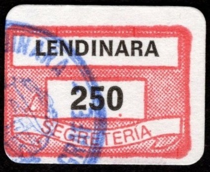 Marca da Bollo del Comune di LENDINARA su di dimensioni 19 x 13 mm