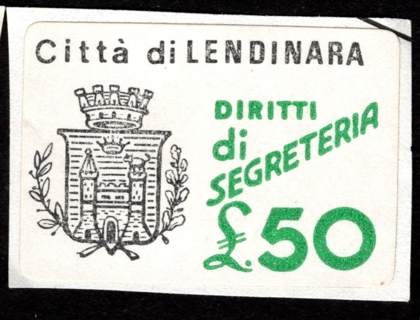 Marca da Bollo del Comune di LENDINARA su di dimensioni 24 x 13 mm