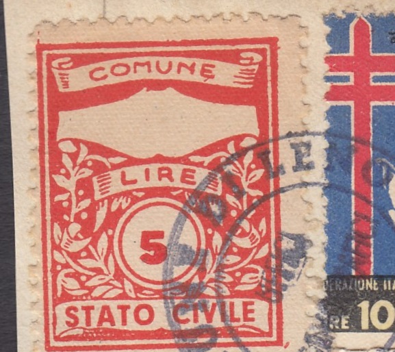 Marca da Bollo del Comune di LENO su Carta Bianca Sottile di dimensioni 22 x 29 mm
