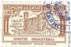 Marca da Bollo del Comune di LENTATE SUL SEVESO su Carta Bianca Sottile di dimensioni 42 x 26,5 mm