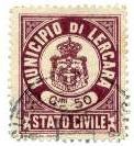 Marca da Bollo del Comune di LERCARA FRIDDI su Carta Bianca di dimensioni 23 x 28 mm