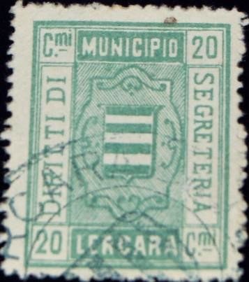 Marca da Bollo del Comune di LERCARA FRIDDI su Carta Bianca di dimensioni mm