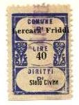 Marca da Bollo del Comune di LERCARA FRIDDI su Carta Bianca di dimensioni 19,5 x 28,5 mm