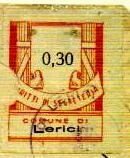 Marca da Bollo del Comune di LERICI su Carta Bianca di dimensioni 23 x 29,5 mm