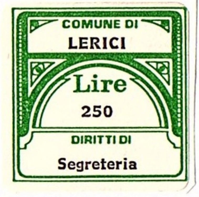 Marca da Bollo del Comune di LERICI su Carta Bianca di dimensioni 21 x 21 mm