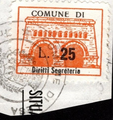 Marca da Bollo del Comune di LESA su Carta Bianca di dimensioni 23 x 15 mm