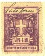 Marca da Bollo del Comune di LETOJANNI GALLODORO su Carta Bianca di dimensioni 28 x 36 mm
