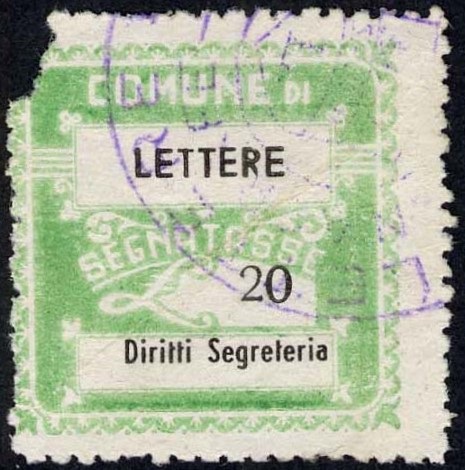 Marca da Bollo del Comune di LETTERE su Carta Bianca di dimensioni 24 x 24 mm