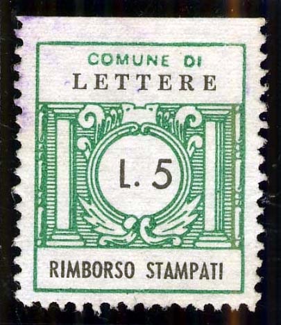 Marca da Bollo del Comune di LETTERE su Carta Bianca di dimensioni 21 x 25 mm