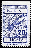 Marca da Bollo del Comune di LICATA su Carta Bianca di dimensioni 21 X 33,5 mm