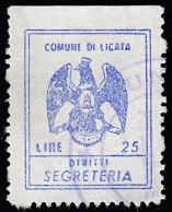 Marca da Bollo del Comune di LICATA su Carta Bianca di dimensioni 22 x 28 mm