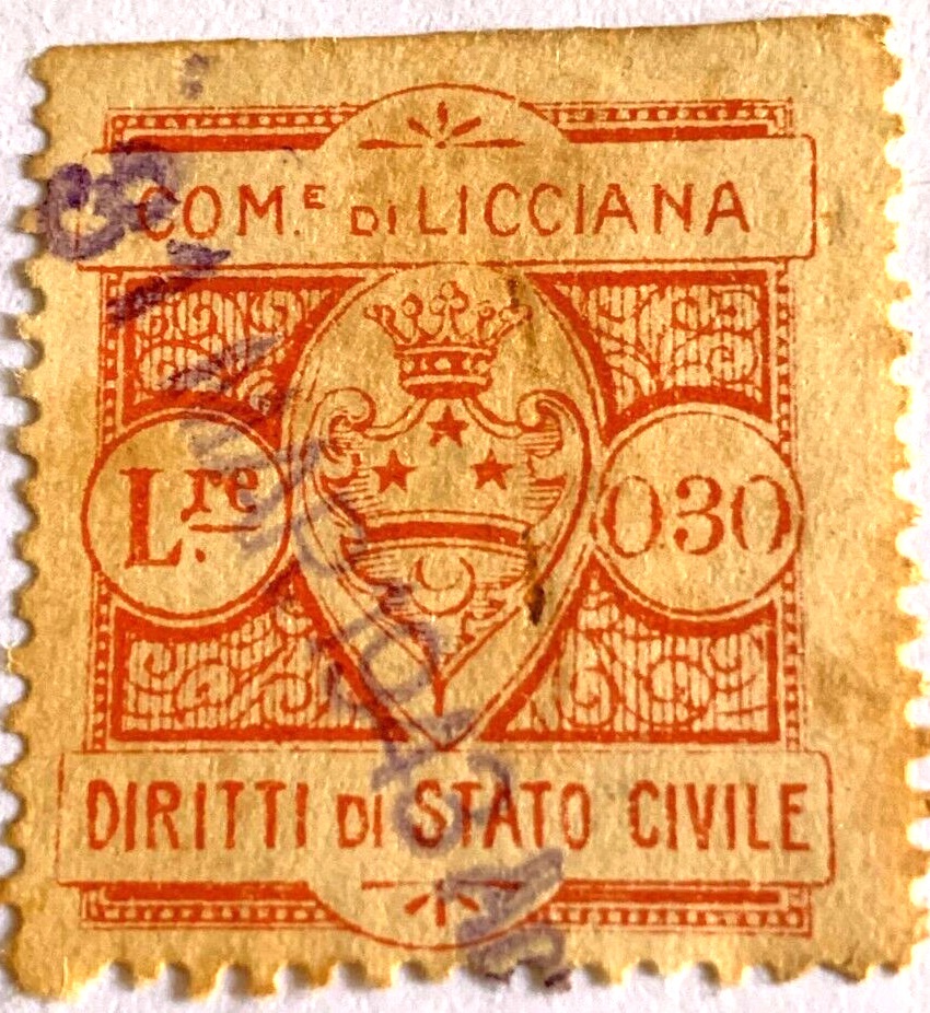 Marca da Bollo del Comune di LICCIANA NARDI su Carta Bianca di dimensioni mm