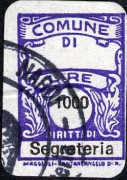 Marca da Bollo del Comune di LICCIANA NARDI su Carta Bianca di dimensioni 13,5 x 20 mm